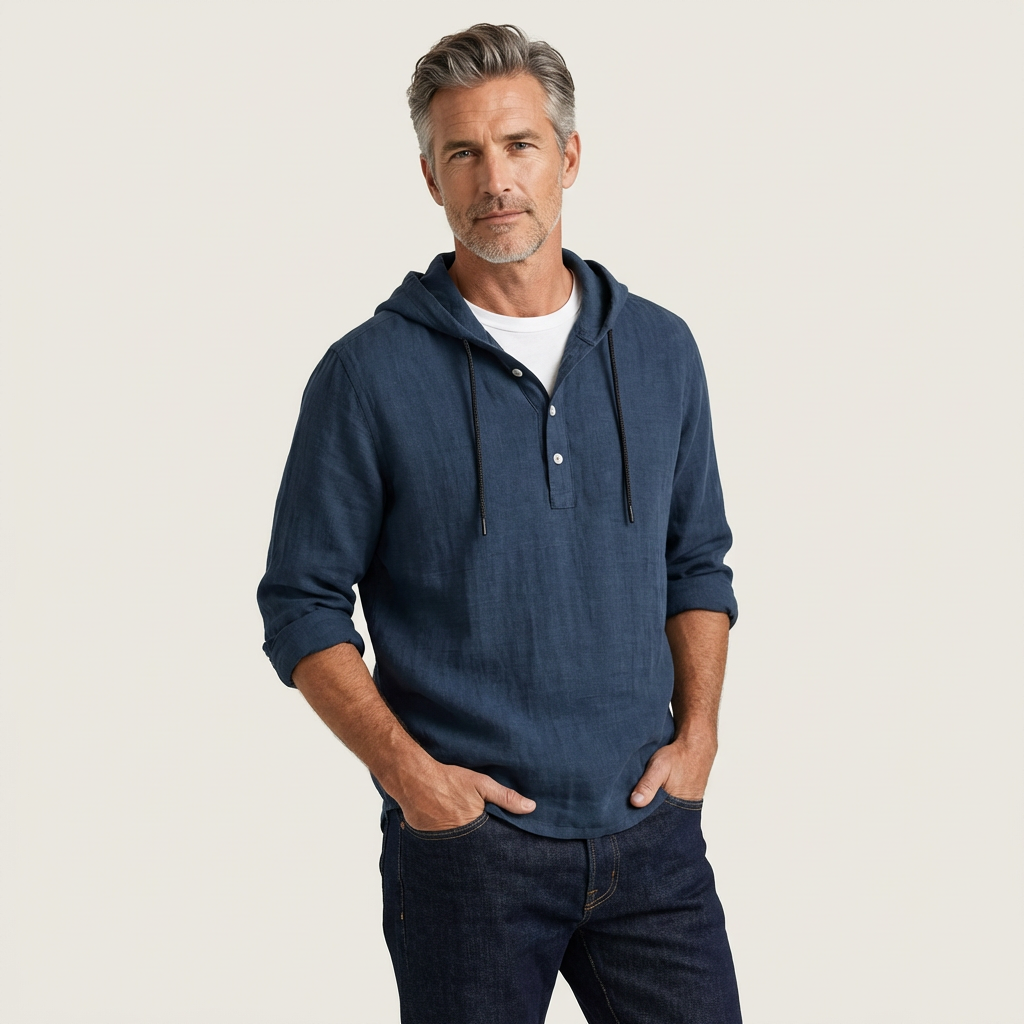 Men's Premium Cotton Shirt with Modern Hooded Design