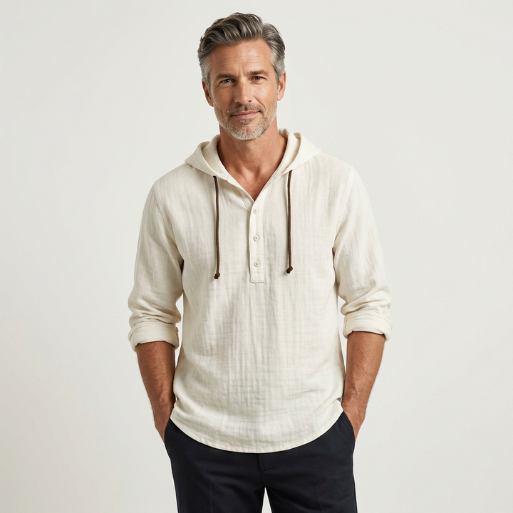 Men's Premium Cotton Shirt with Modern Hooded Design