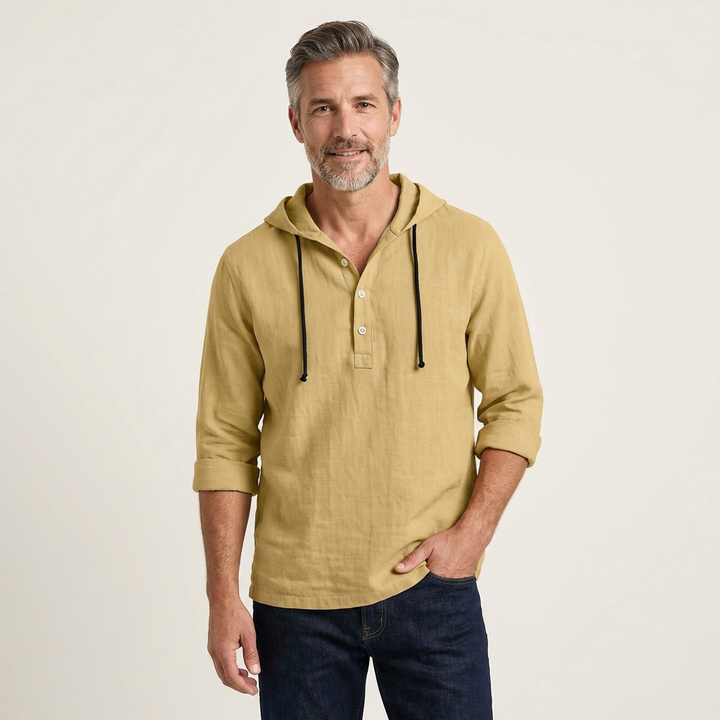 Men's Premium Cotton Shirt with Modern Hooded Design