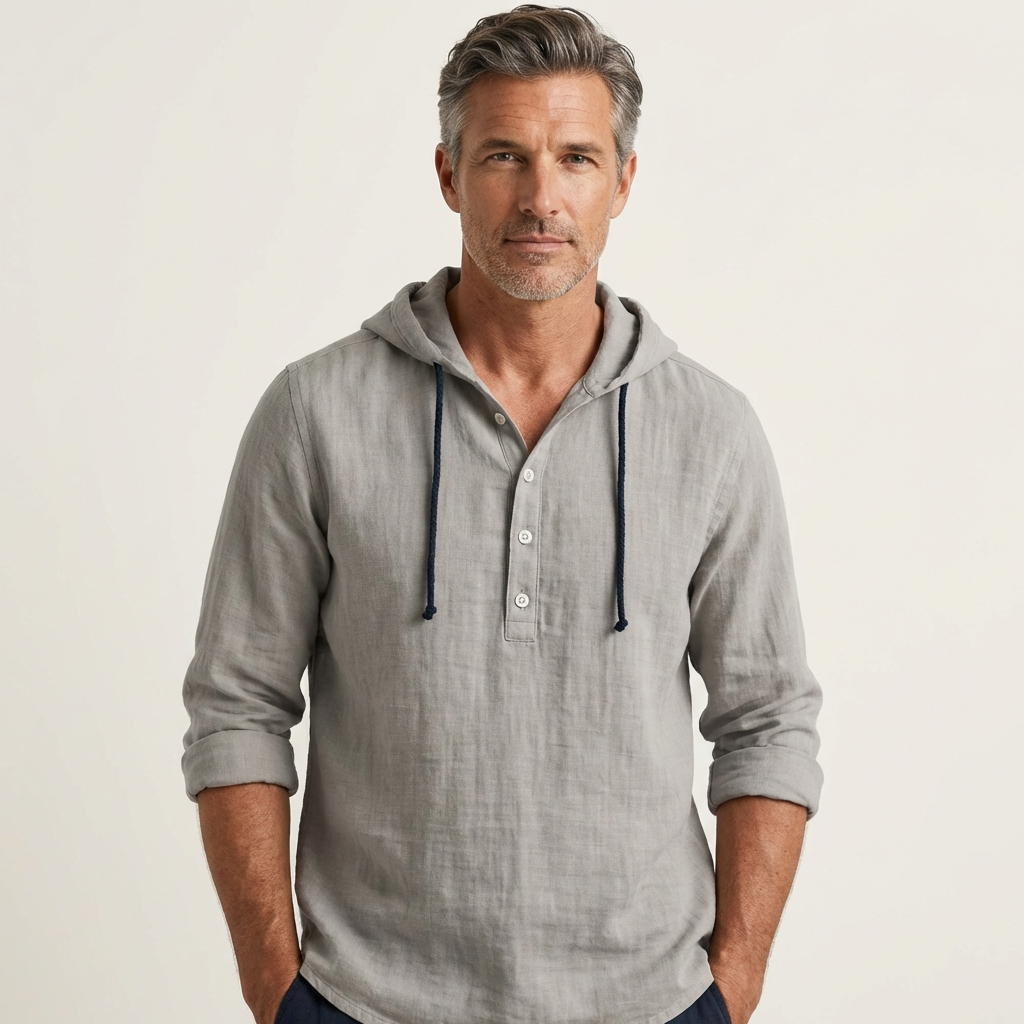 Men's Premium Cotton Shirt with Modern Hooded Design