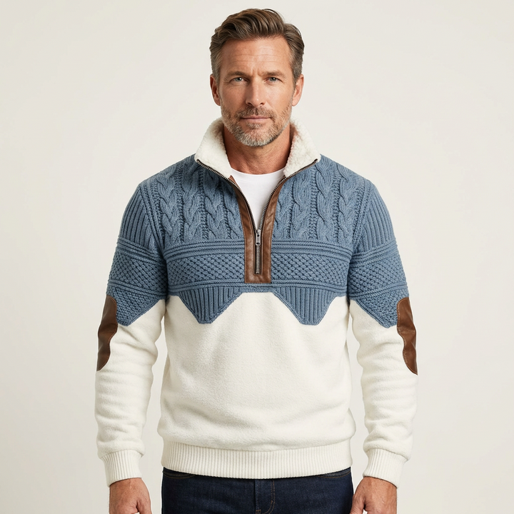 Men's Textured Half-Zip Casual Sweater