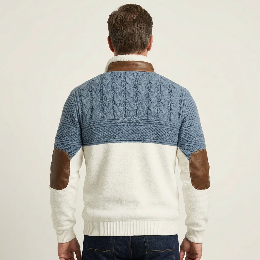 Men's Textured Half-Zip Casual Sweater