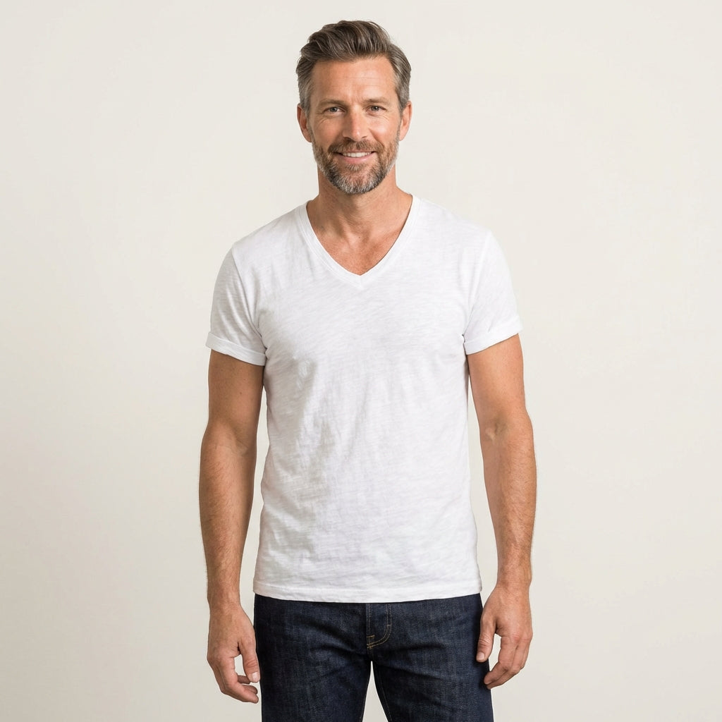 Men's Cotton V-Neck Shirt