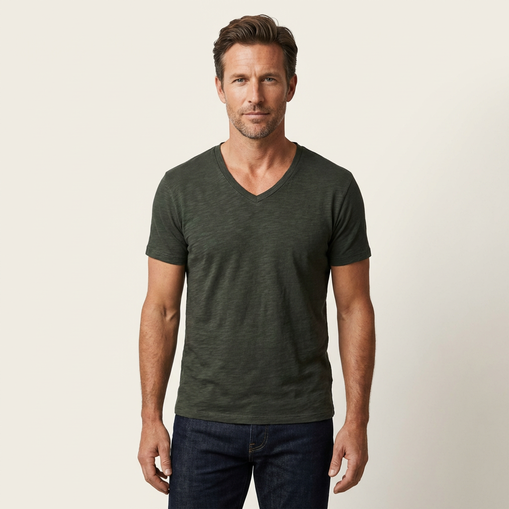 Men's Cotton V-Neck Shirt