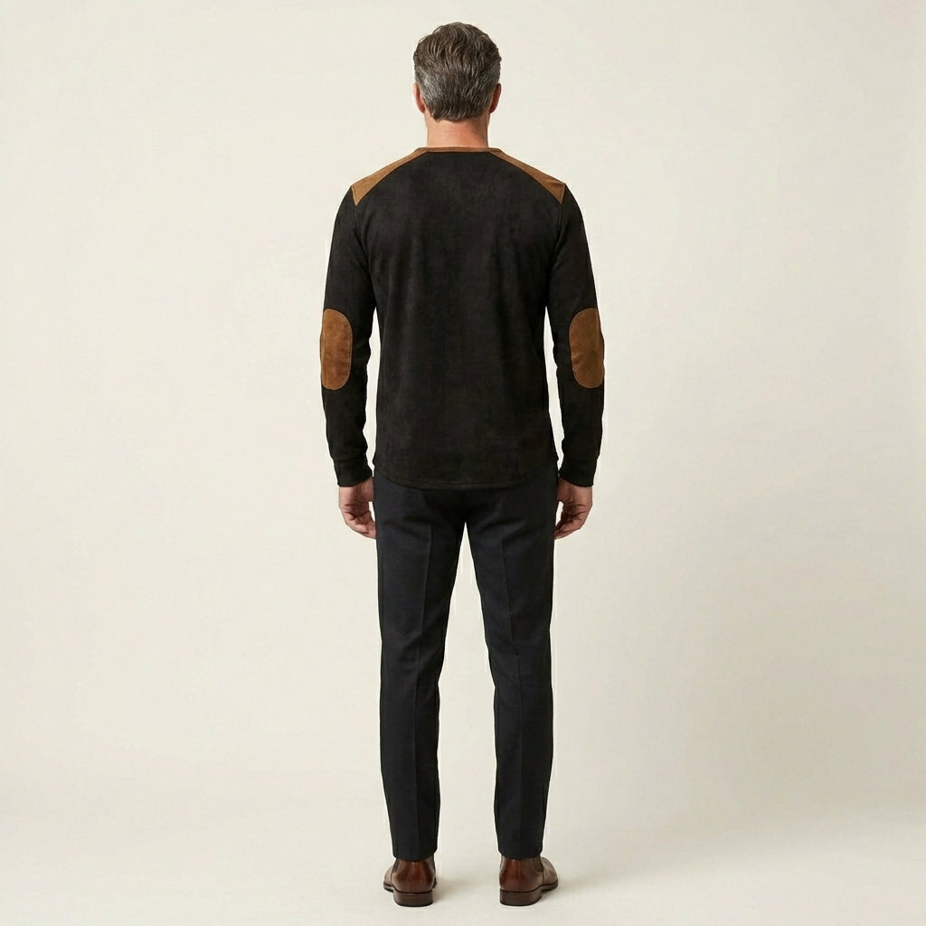 Men's Suede-Touch Long Sleeve Henley Shirt