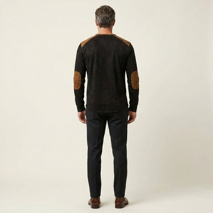 Men's Suede-Touch Long Sleeve Henley Shirt