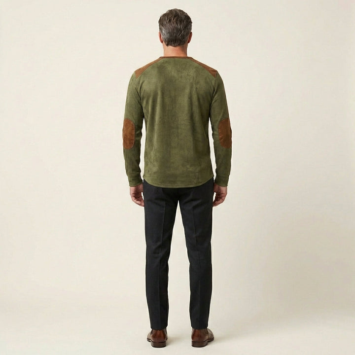 Men's Suede-Touch Long Sleeve Henley Shirt