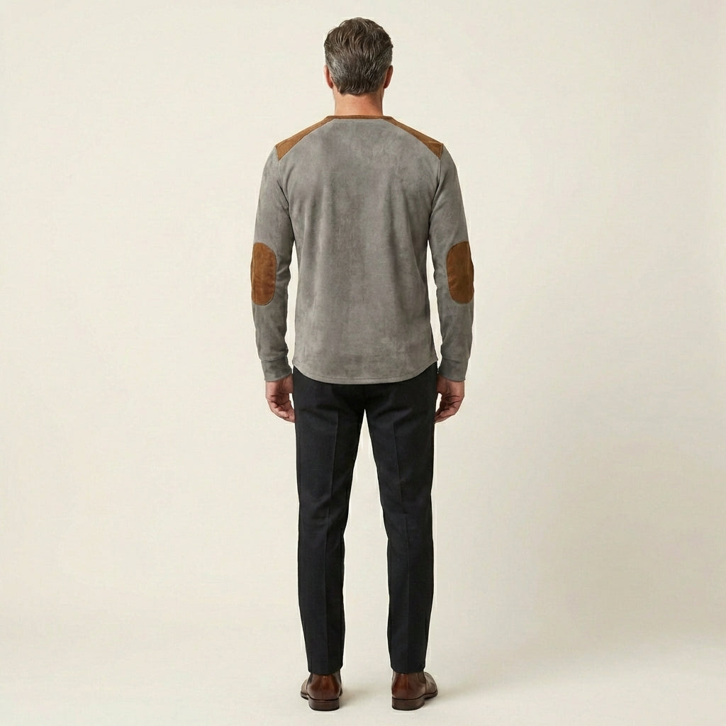 Men's Suede-Touch Long Sleeve Henley Shirt