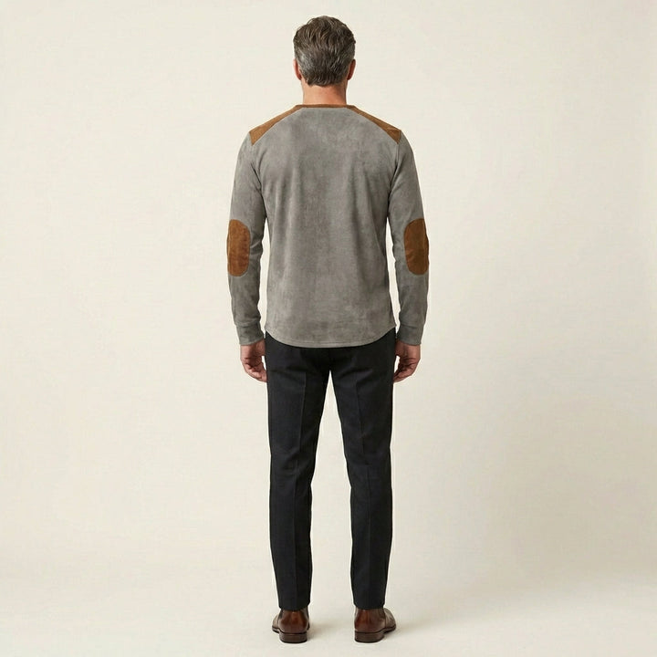 Men's Suede-Touch Long Sleeve Henley Shirt