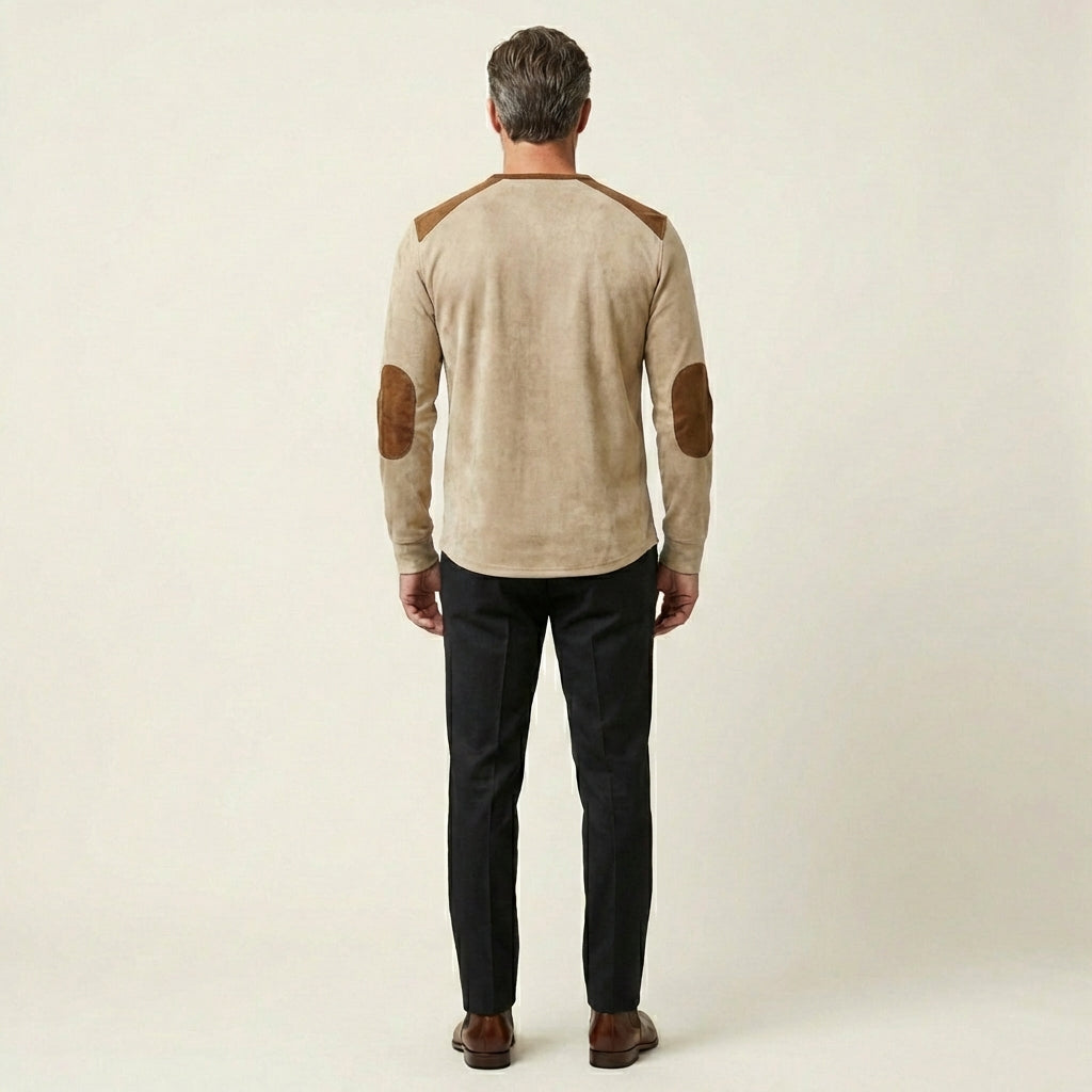 Men's Suede-Touch Long Sleeve Henley Shirt