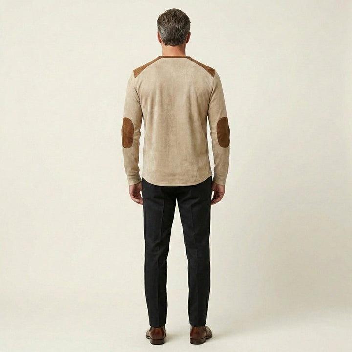 Men's Suede-Touch Long Sleeve Henley Shirt