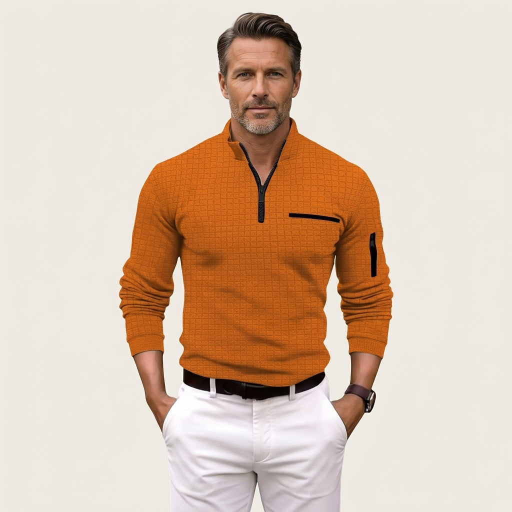 Men's Long-Sleeve Zip-Up Shirt