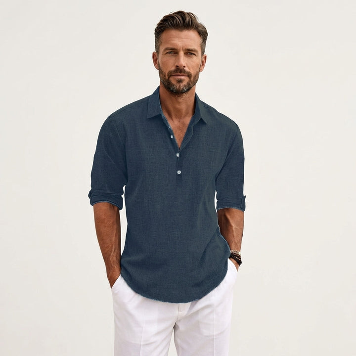 Men's Linen Henley Shirt