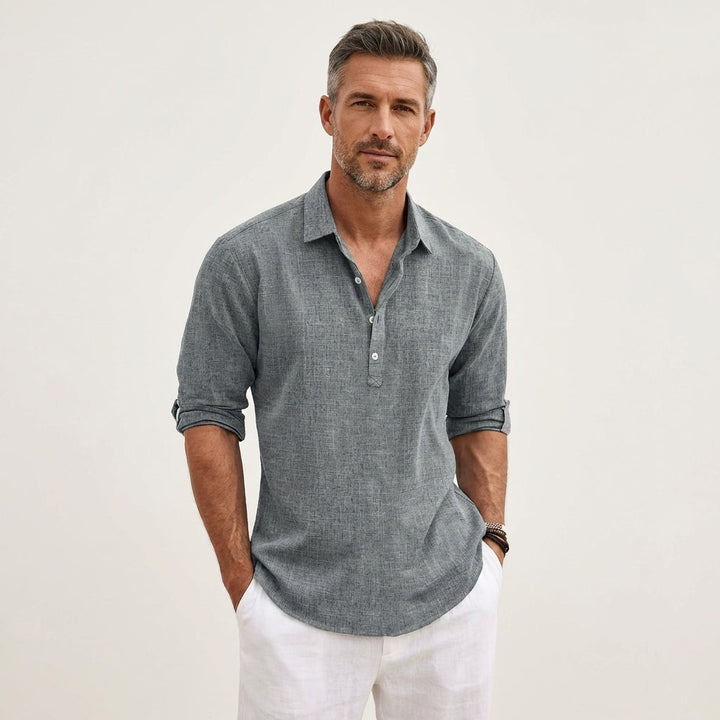 Men's Linen Henley Shirt