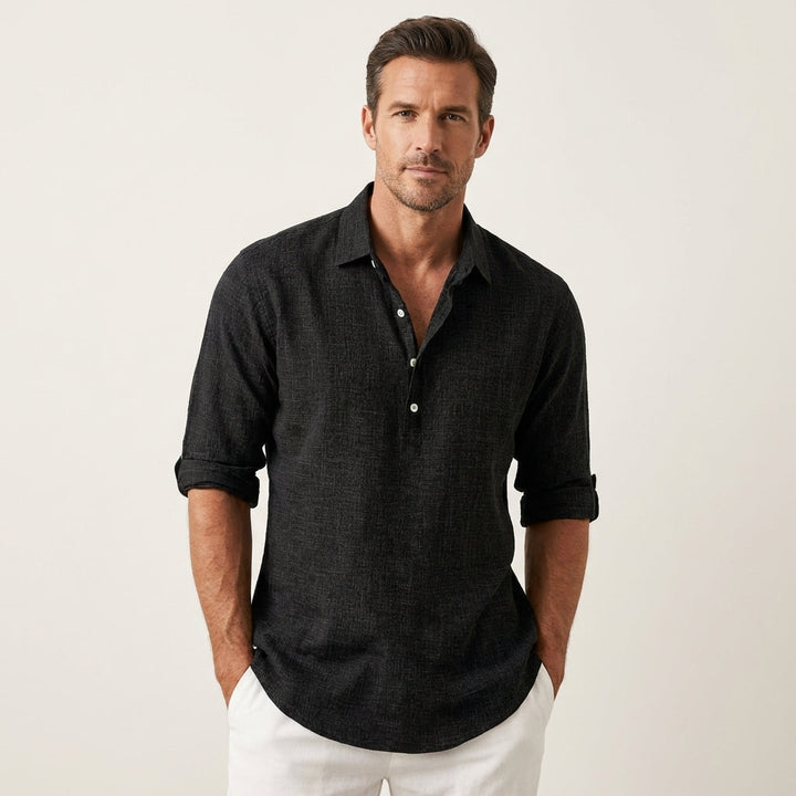 Men's Linen Henley Shirt