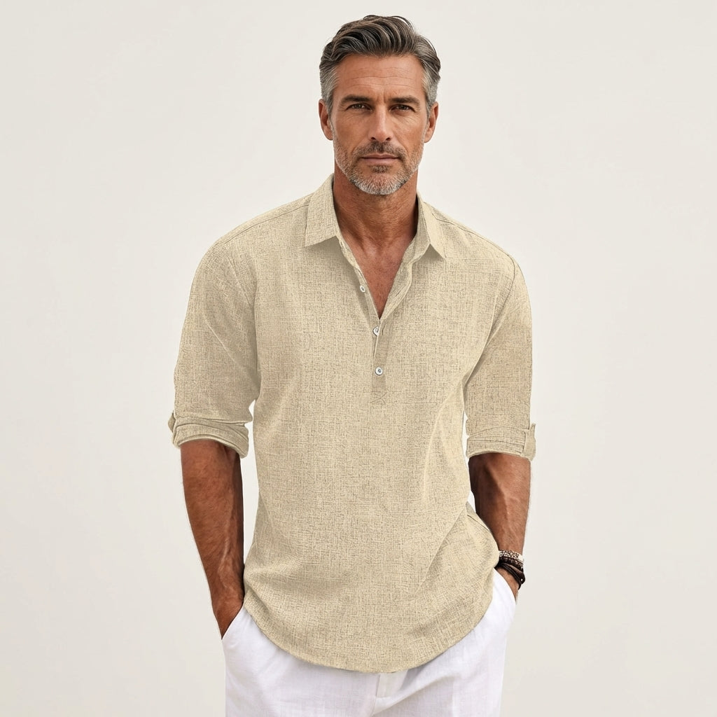 Men's Linen Henley Shirt
