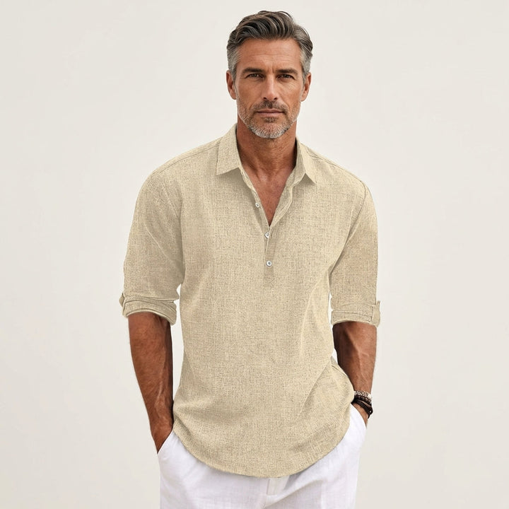 Men's Linen Henley Shirt