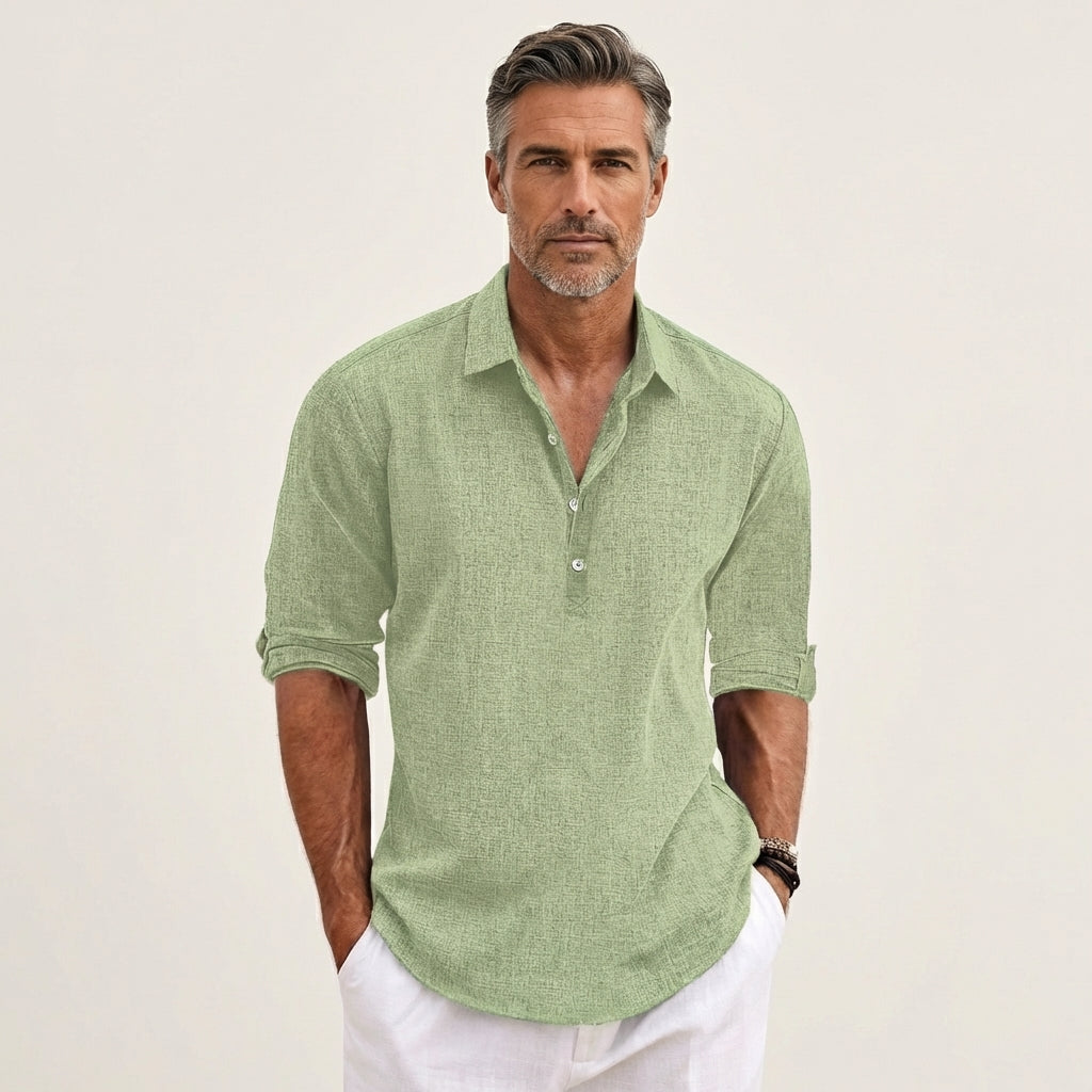 Men's Linen Henley Shirt