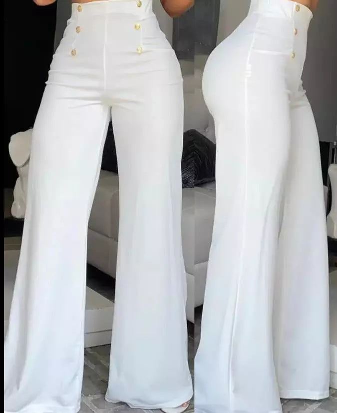Fiora | Women's High Waist Trousers with Side Buttons