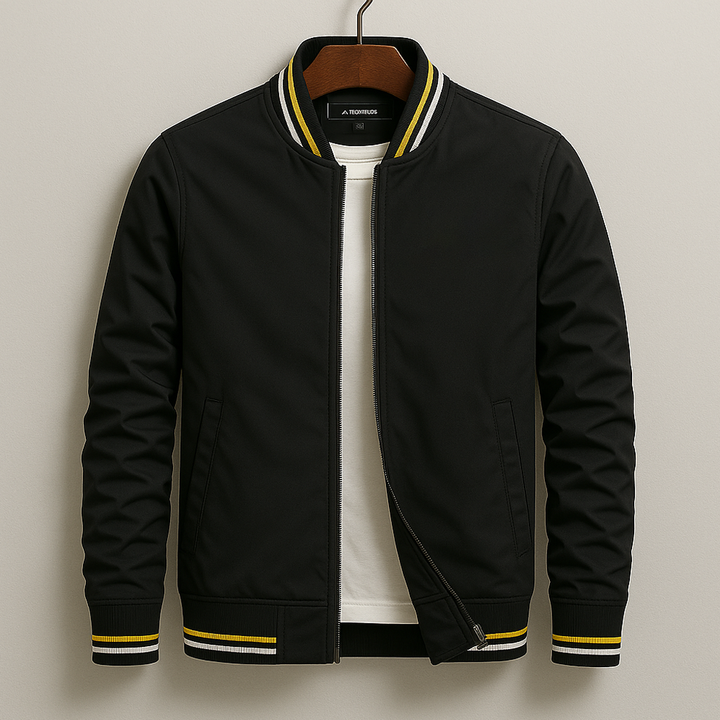 Men's Striped Collar Full-Zip Bomber Jacket