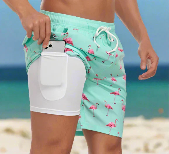 Men's Stylish Swim Shorts with Lining and Phone Pocket