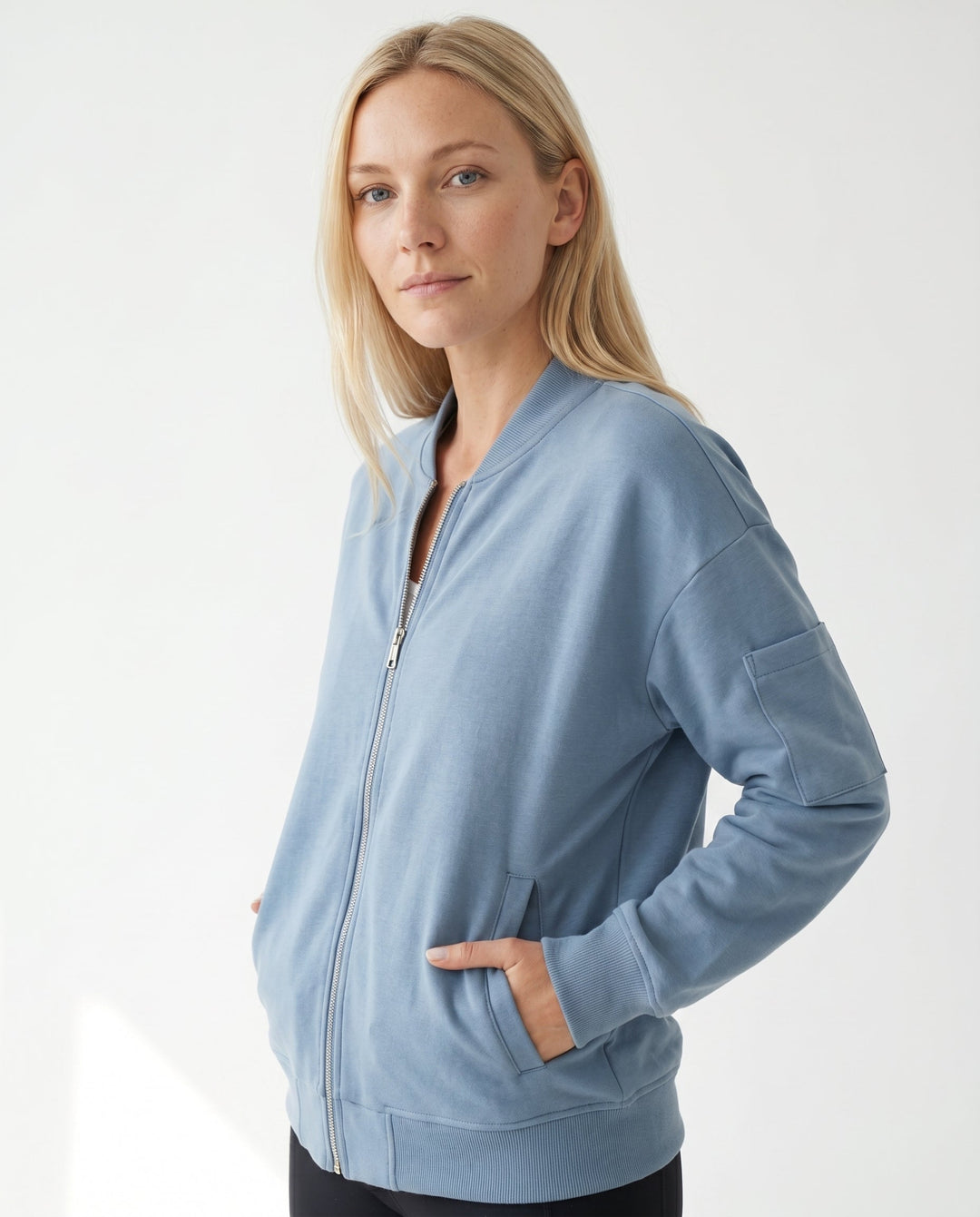 Women's Lightweight Bomber Jacket – Zip Closure for Casual Wear
