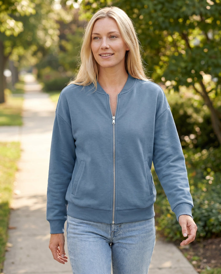 Women's Lightweight Bomber Jacket – Zip Closure for Casual Wear