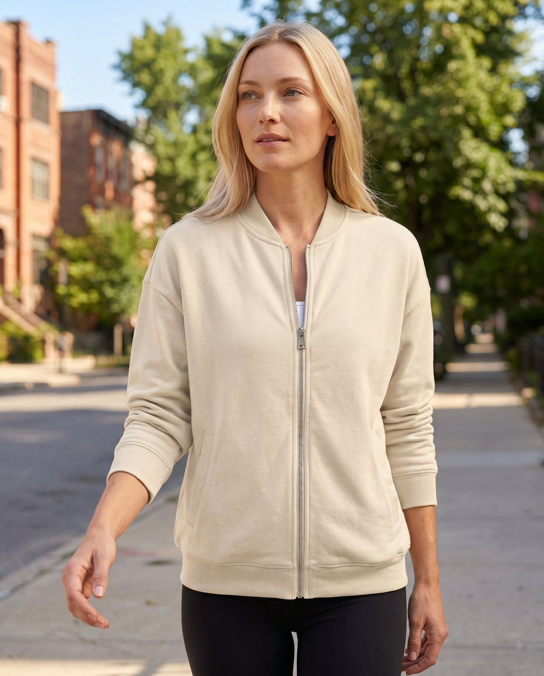 Women's Lightweight Bomber Jacket – Zip Closure for Casual Wear