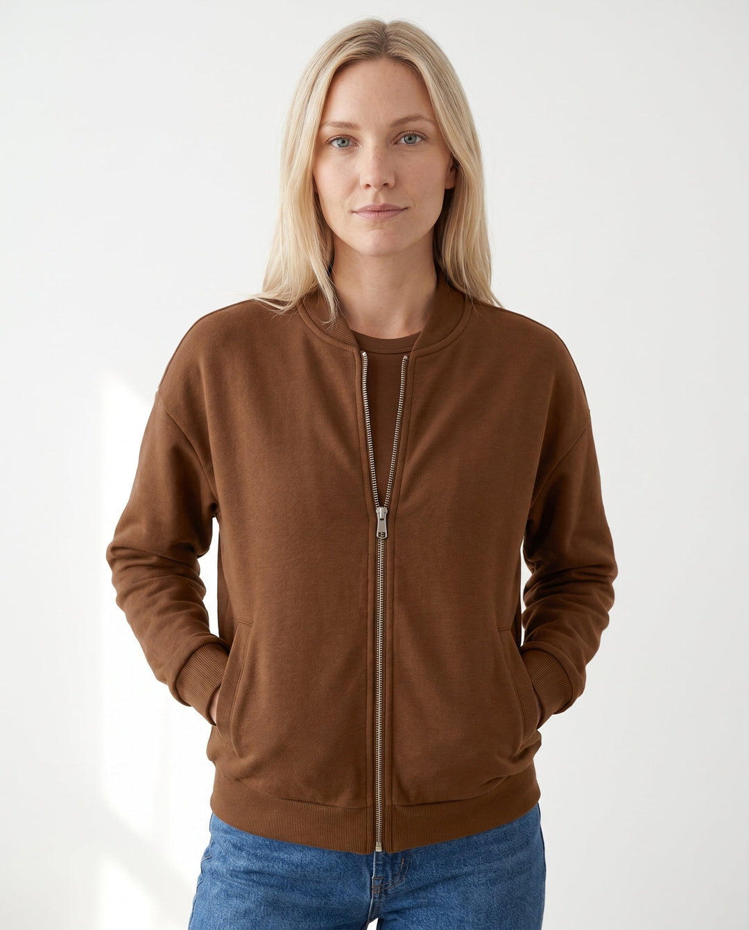 Women's Lightweight Bomber Jacket – Zip Closure for Casual Wear