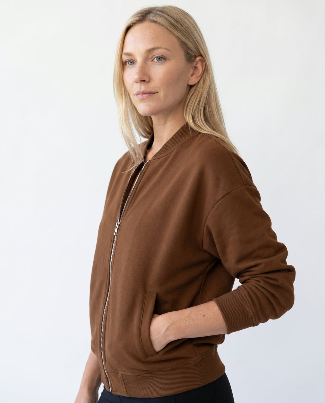 Women's Lightweight Bomber Jacket – Zip Closure for Casual Wear