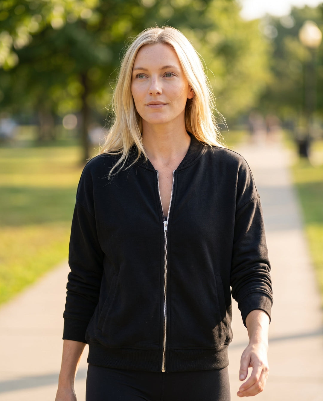 Women's Lightweight Bomber Jacket – Zip Closure for Casual Wear