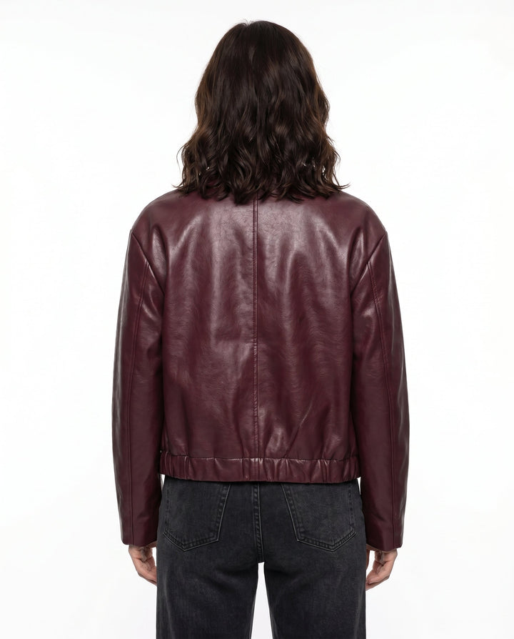 Women's Sophisticated Fitted Faux Leather Jacket for Casual Wear