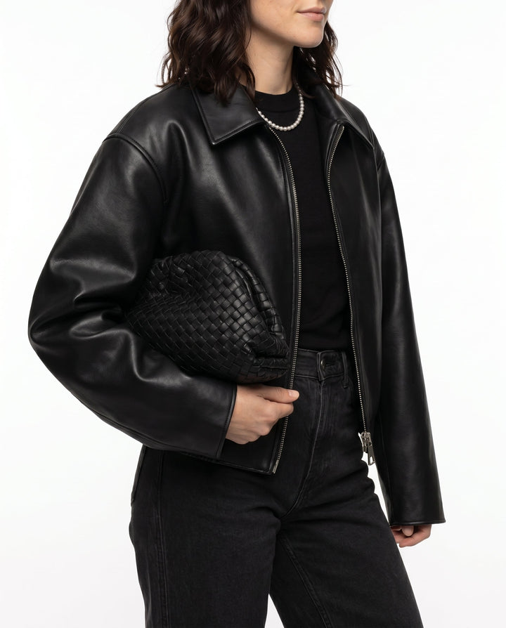 Women's Sophisticated Fitted Faux Leather Jacket for Casual Wear