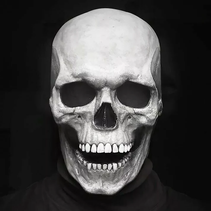 Halloween's Realistic Skull Mask with Moving Jaw and Bone Details