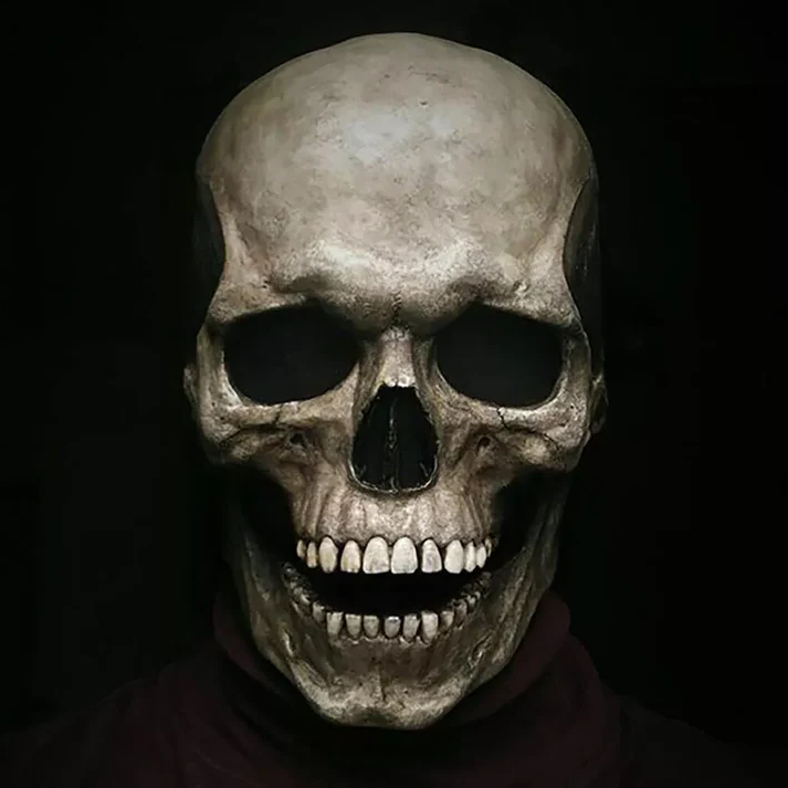 Halloween's Realistic Skull Mask with Moving Jaw and Bone Details
