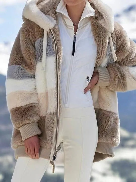 Women's Contrasting Lamb Wool Padded Jacket