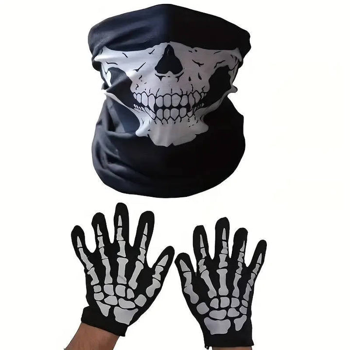 Halloween's Grim Reaper Costume with Glowing Eyes and Skeleton Gloves