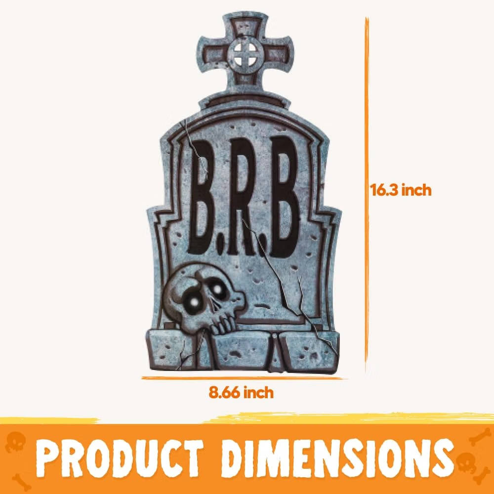 Halloween's 9 PCS 16 Inch Plastic Tombstones with Metal Stakes for Yard Decor