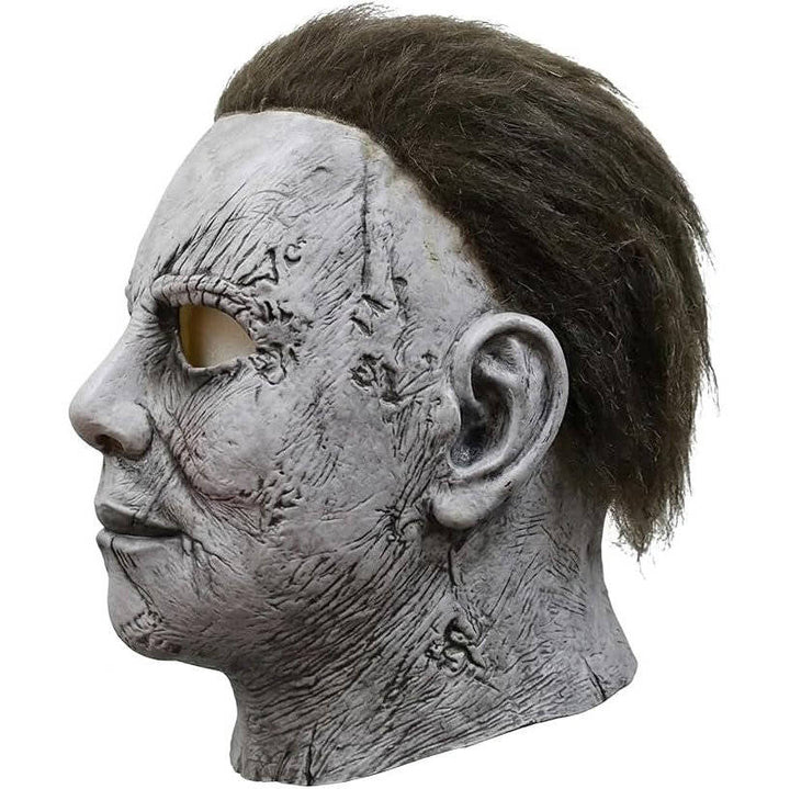 Halloween's Realistic White Latex Slasher Mask for Cosplay & Parties