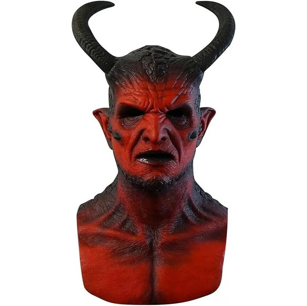 Halloween's Realistic Demon Mask with Horns for Cosplay and Parties