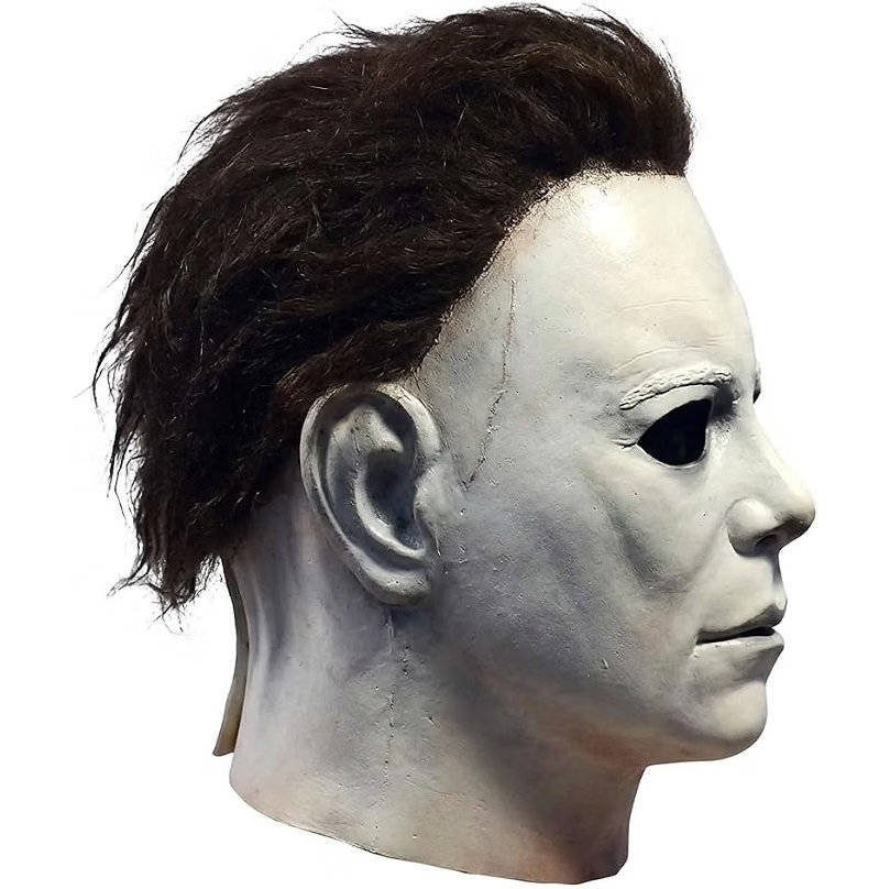 Halloween's Realistic White Latex Slasher Mask for Cosplay & Parties