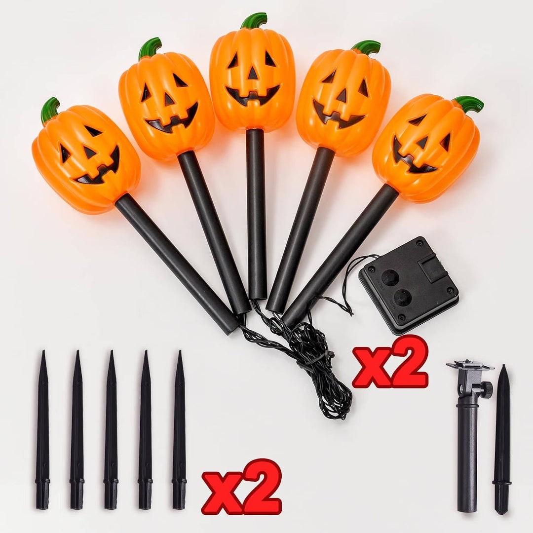 Halloween's 10 Pack Solar Pumpkin Stake Lights for Outdoor Decor