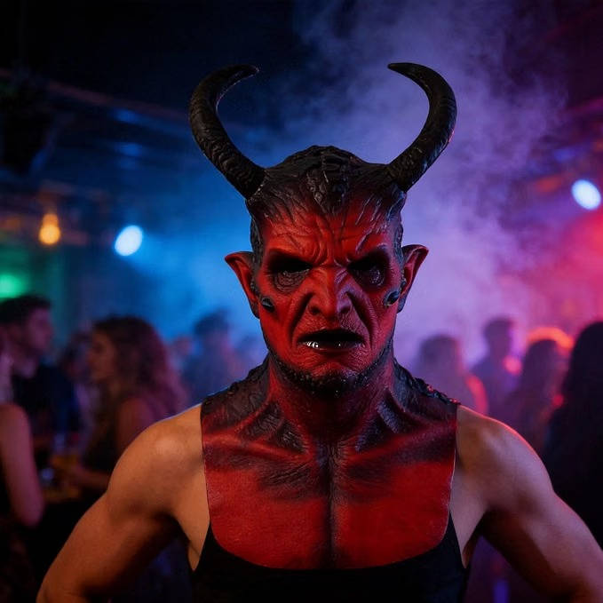 Halloween's Realistic Demon Mask with Horns for Cosplay and Parties