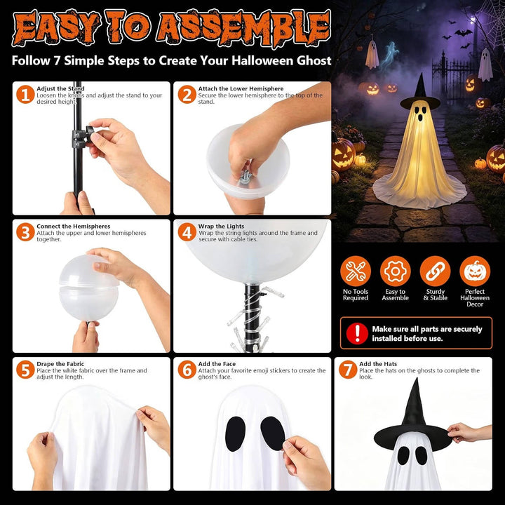 Halloween's 2 Pack 5 FT Lighted Ghost Decorations with Remote