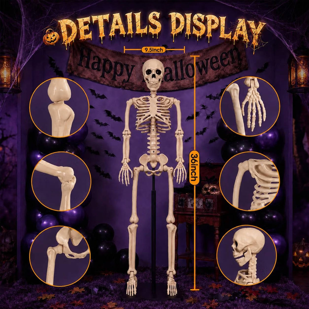 Halloween's 36 Inch Movable Joint Skeleton Decorations - 2 Pack