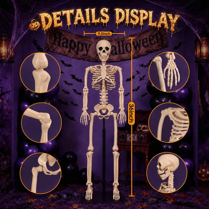 Halloween's 36 Inch Movable Joint Skeleton Decorations - 2 Pack