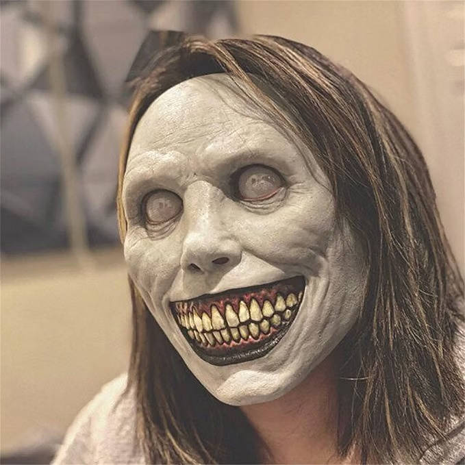 Halloween's Scary White Smiling Demon Mask for Cosplay & Costume Parties
