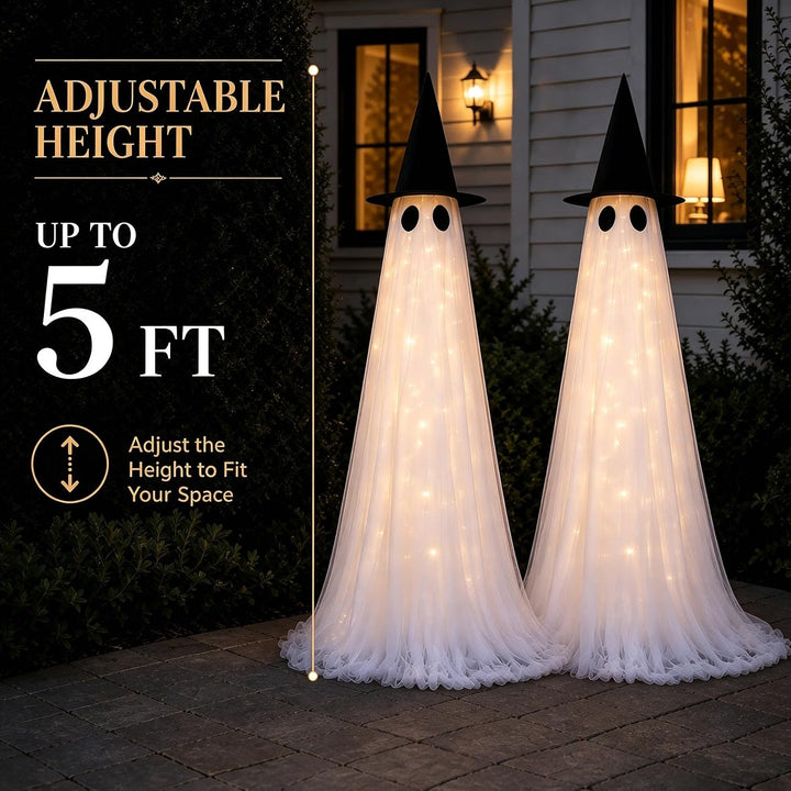 Halloween's 2 Pack 5 Ft Large Light Up Ghost Outdoor Decorations