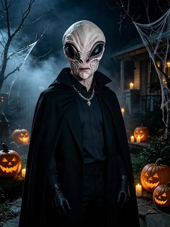 Halloween's Full Head Alien Latex Mask for Costume Parties