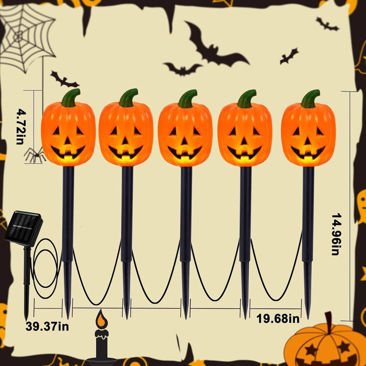 Halloween's 10 Pack Solar Pumpkin Stake Lights for Outdoor Decor